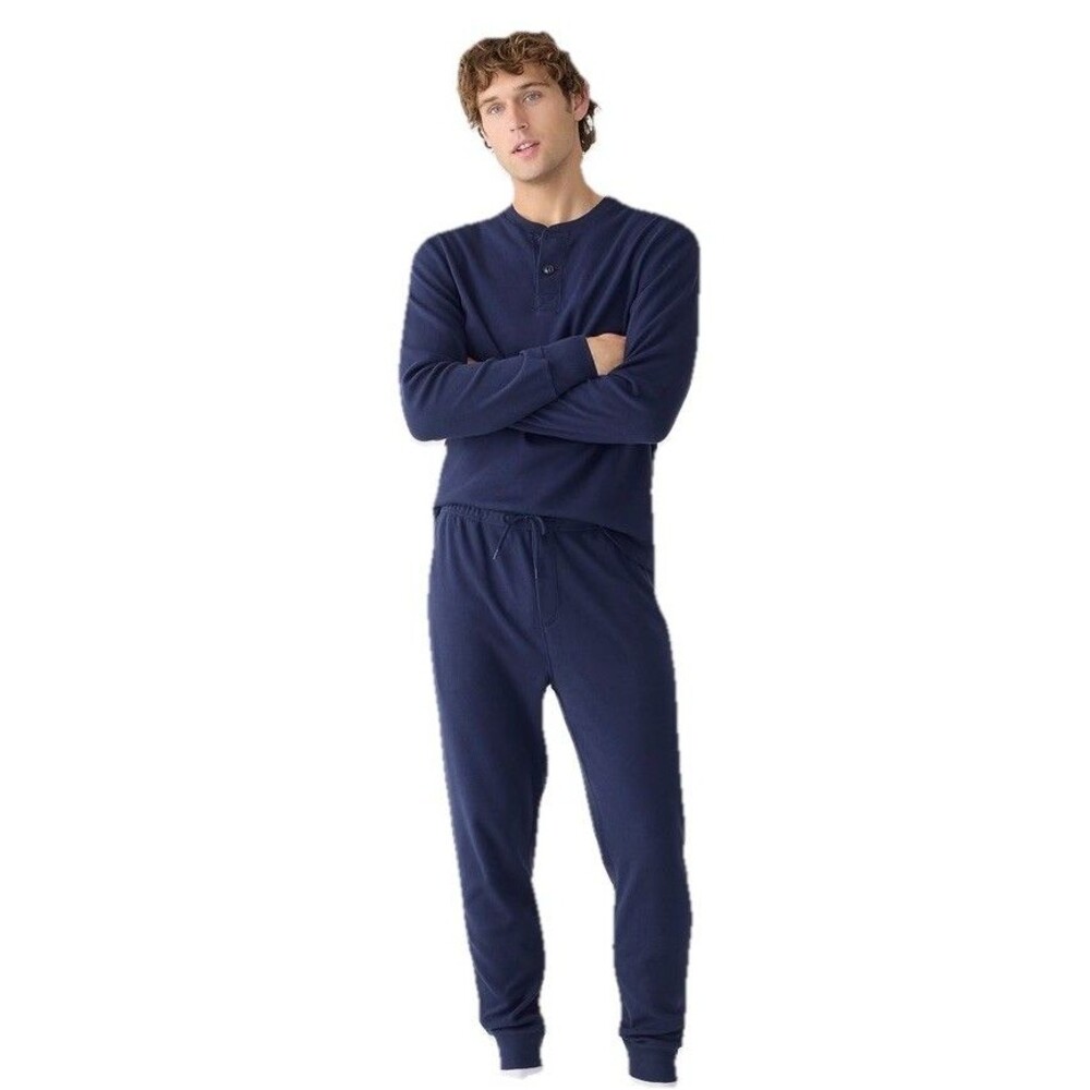 J Crew Mens Blue Heritage Brushed Rib Knit Jogger Oarsman Sz M Lounge Wear